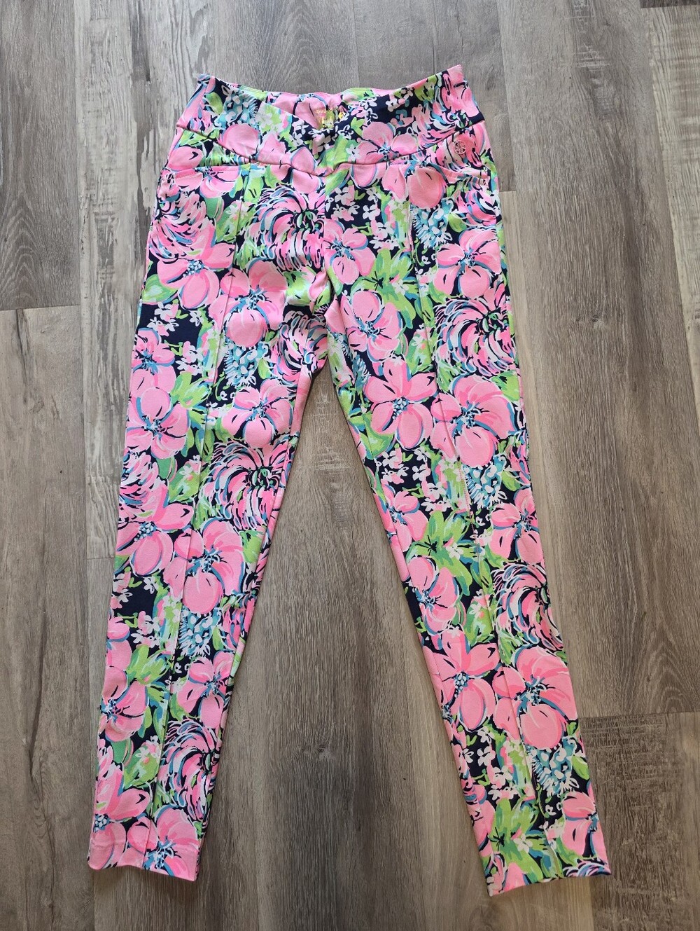 Lilly Pulitzer Luxeletic Pink Floral Workout Gym Pants Size 2